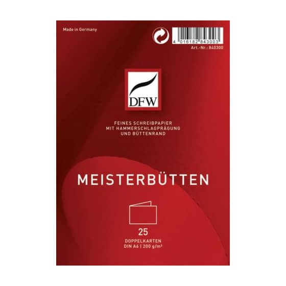 DFW Doppelkarte Meisterbütten - A6 quer, 25 Stück