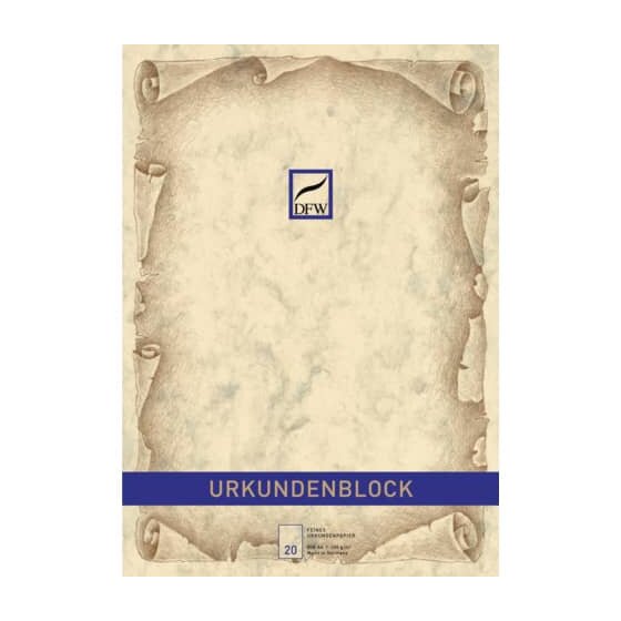 DFW Briefblock Marmorpapier Urkunde - A4, 100 g/qm, 20 Blatt, chamois