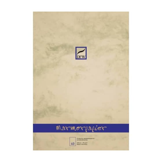DFW Briefblock Marmorpapier - A4, unliniert, 90 g/qm, 40 Blatt, chamois