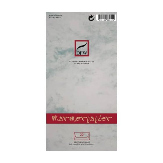 DFW Briefumschlag Marmorpapier - DIN lang, gefüttert, 90 g/qm, 20 Stück, grau