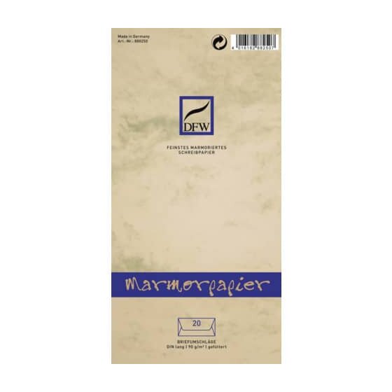 DFW Briefumschlag Marmorpapier - DIN lang, gefüttert, 90 g/qm, 20 Stück, chamois