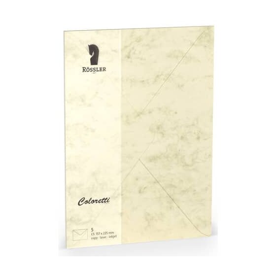 Rössler Papier Coloretti Briefumschläge - C5, 5 Stück, chamois marmora