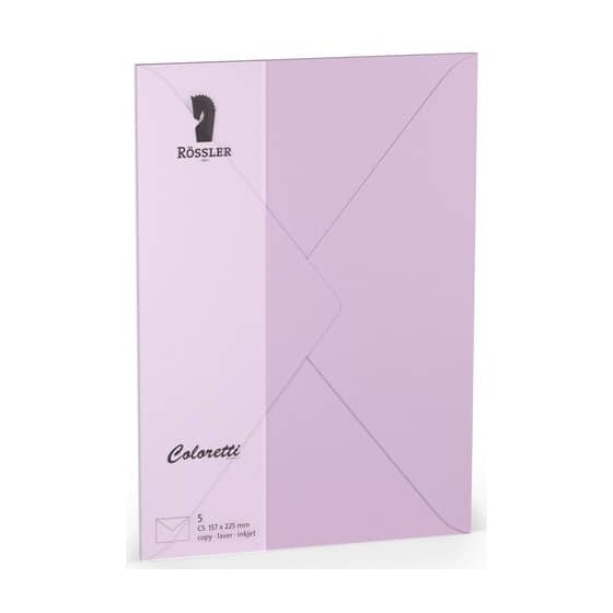 Rössler Papier Coloretti Briefumschläge - C5, 5 Stück, lavendel