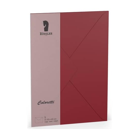 Rössler Papier Coloretti Briefumschläge - C5, 5 Stück, rosso