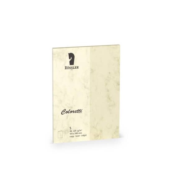 Rössler Papier Coloretti Doppelkarte - A6 hoch, 5 Stück, chamois marmora