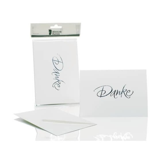 Rössler Papier Briefkarte Danke - B6 HD, 5 Karten/5 Umschläge, weiß