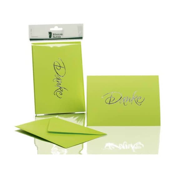 Rössler Papier Briefkarte Danke - B6 HD, 5 Karten/5 Umschläge, maigrün