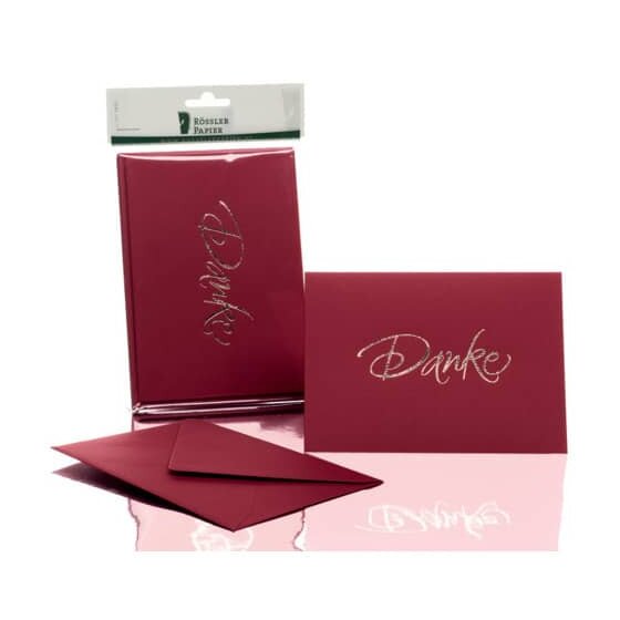 Rössler Papier Briefkarte Danke - B6 HD, 5 Karten/5 Umschläge, rosso
