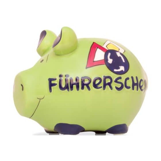 KCG Spardose Schwein "Führerschein" - Keramik, klein