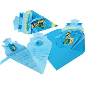 Roth Einladungskarte Schultüte blau, 4er Blister