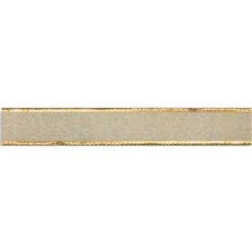 PRÄSENT Zierband mit Draht Luxury - gold, 25 mm x 20 m