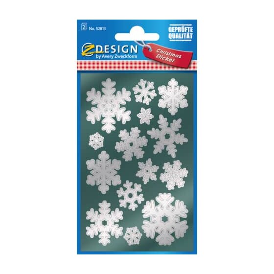 Avery Zweckform® Z-Design 52813, Weihnachtssticker, Schneeflocken, 2 Bogen/28 Sticker