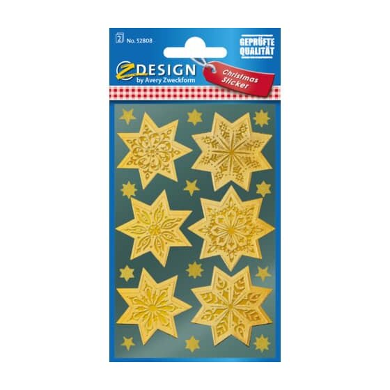 Avery Zweckform® Z-Design 52808, Weihnachtssticker, Sterne, 2 Bogen/36 Sticker