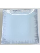 Glasteller - 15 x 15 cm, weiß-silber, eckig