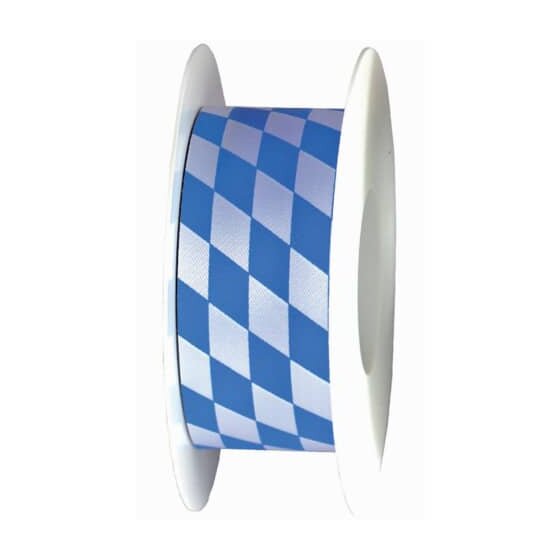 Goldina® Zier Acetatband - 40 mm x 25 m, Raute, weiß/blau