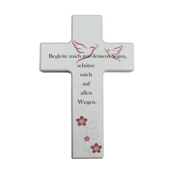 Neumeyer Kinderkreuz  "Begleite mich mit deimem Segen…" - Holz, weiß, 20 x 12 cm