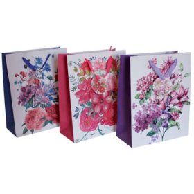 Geschenktragetasche Blumen - 26 x 32 x 12 cm, sortiert