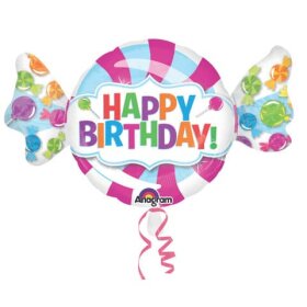 amscan® Folienballon Bonbon Happy Birthday - 101 x 60 cm