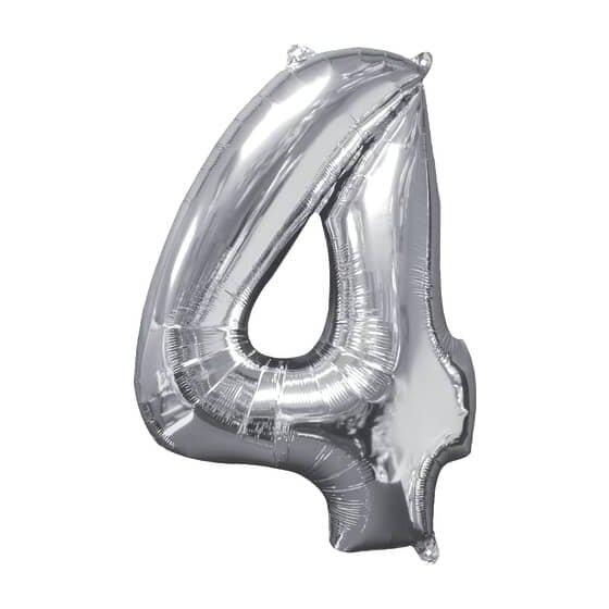 amscan® Folienballon XL Zahl 4 - silber