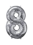 amscan® Folienballon XL Zahl 8 - silber