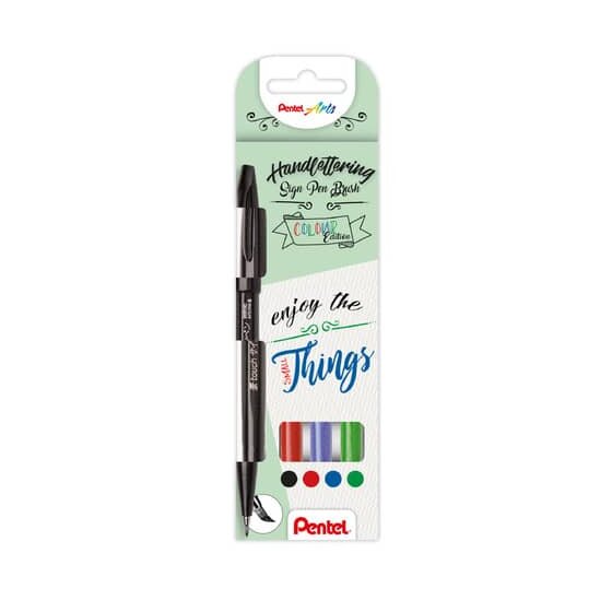 Pentel® Faserschreiber Brush Pen - 0,2-2,0 mm, 4er Pack sortiert