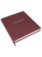 NepaLokta Gästebuch - 21 x 24 cm, mit Wortprägung, bordeaux