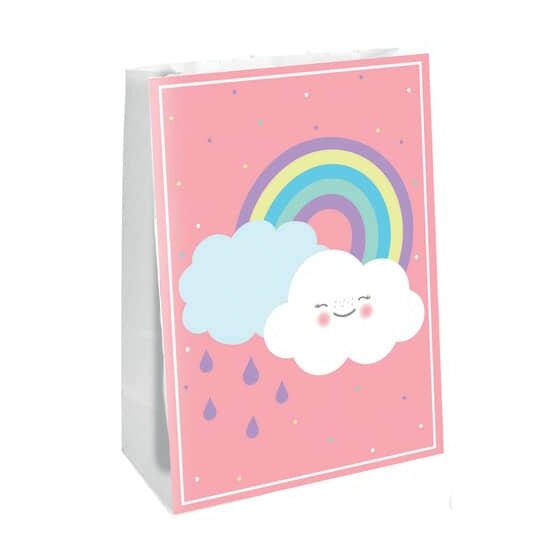amscan® Partytüte Regenbogen & Wolke - 4 Stück mit Sticker