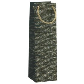 Flaschentragetasche - schwarz/gold, 10,5 x 36 x 10,5 cm