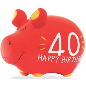 KCG Spardose Schwein "40 Happy Birthday" -...
