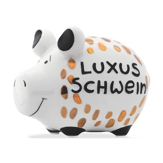 KCG Spardose Schwein "Luxusschwein" - Keramik, Gold-Edition, klein