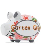 KCG Spardose Schwein "Gartenglück" - Keramik, Gold-Edition, klein