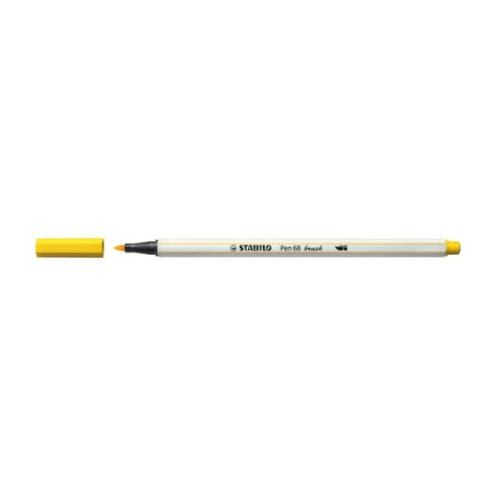 STABILO® Premium-Filzstift mit Pinselspitze für variable Strichstärken - Pen 68 brush - Einzelstift - gelb