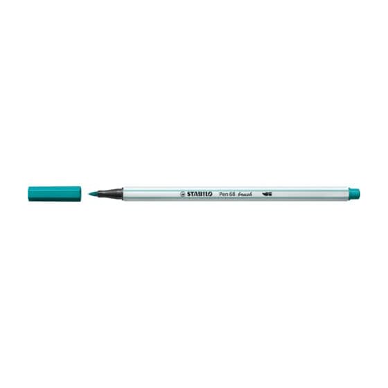 STABILO® Premium-Filzstift mit Pinselspitze für variable Strichstärken - Pen 68 brush - Einzelstift - türkisblau