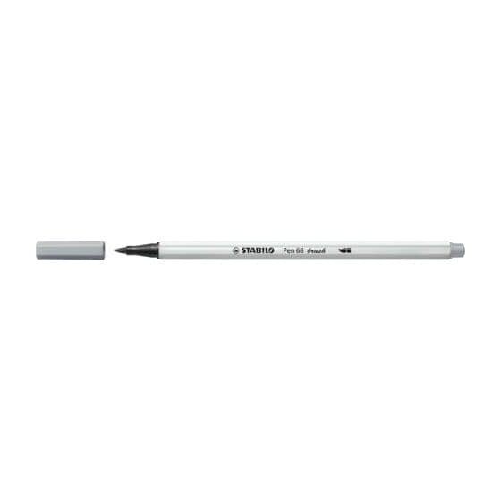 STABILO® Premium-Filzstift mit Pinselspitze für variable Strichstärken - Pen 68 brush - Einzelstift - mittelgrau