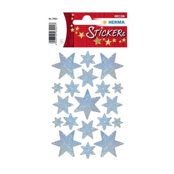 Herma 3901 Sticker DECOR Sterne 6-zackig, silber, Holographie