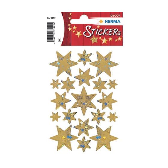 Herma 3902 Sticker DECOR Sterne 6-zackig, gold, Holographie