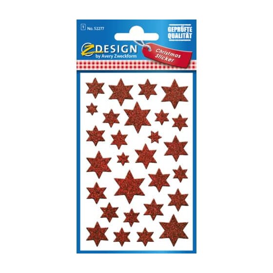 Avery Zweckform® Z-Design 52277, Weihnachtssticker, Sterne, 1 Bogen/28 Sticker