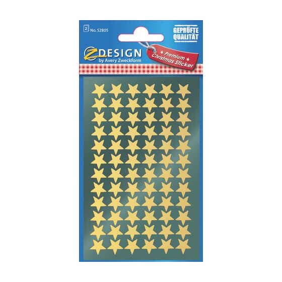 Avery Zweckform® Z-Design 52805, Weihnachtssticker, Sterne, 2 Bogen/144 Sticker