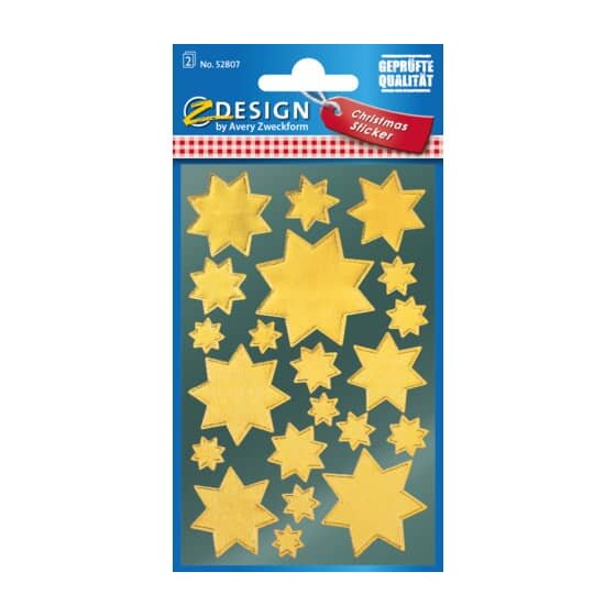 Avery Zweckform® Z-Design 52807, Weihnachtssticker, Sterne, 2 Bogen/42 Sticker