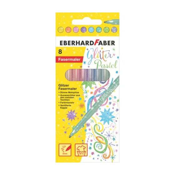 Eberhard Faber Fasermaler Glitzer Pastell 8er Etui, 3mm, sortiert