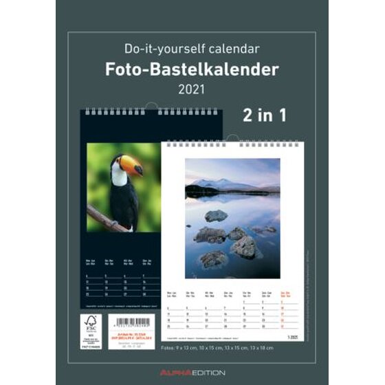 AlphaEdition Bastelkalender - 21 x 29,7 cm, 2 in 1 - schwarz/weiß