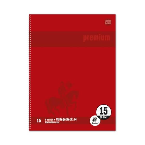Staufen® Collegeblock Premium LIN 15 - A4, 50 Blatt, 90 g/qm, Notenlineatu