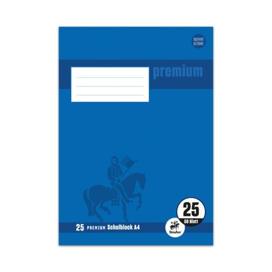 Staufen® Schulblock PREMIUM LIN 25 - A4, 50 Blatt, 90 g/qm, liniert mit Rand