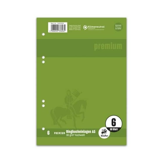 Staufen® Ringbucheinlage PREMIUM LIN 6 - A5, 90 g/qm, 50 Blatt