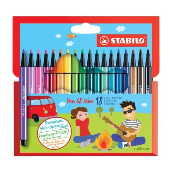STABILO® Premium-Filzstift - Pen 68 Mini - 18er Pack - mit 18 verschiedenen Farben