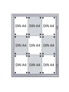 Aluminium-Schaukasten Security für 9x DIN A4, weiß, magnethaftende Tafeloberfläche, weiß