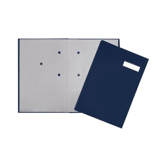 Pagna® Unterschriftsbuch - 5 Fächer, Karton mit Stoffeinband, blau