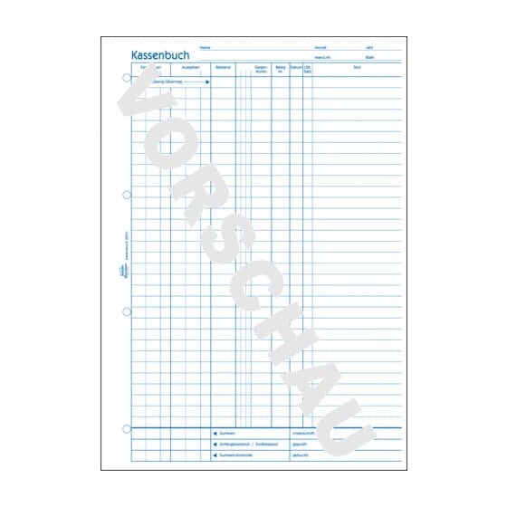 Avery Zweckform® 1226 Kassenbuch - EDV-gerecht, A4, Recycling, Blaupapier, 100 Blatt