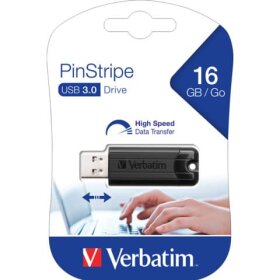 Verbatim USB Stick 3.0 PinStripe - 16 GB, schwarz