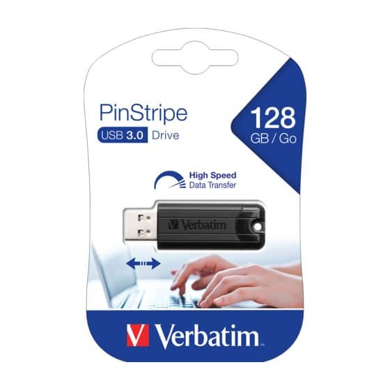Verbatim USB Stick 3.0 PinStripe - 128 GB, schwarz